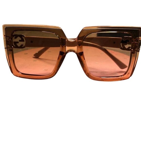 Gucci Women's Pink Square Sunglasses Brown Lens Oversized Designer Luxury - Picture 1 of 5
